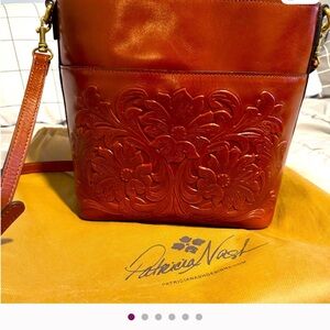 Patricia Nash Floral Embossed Crossbody Bag - Tan